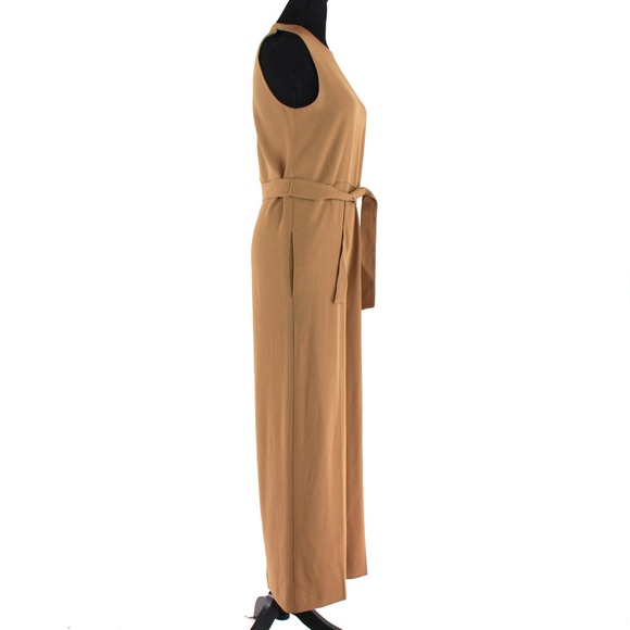 Babaton Saville Tan Sleeveless Belted Office Jumpsuit XS Straight One Piece - Picture 3 of 8
